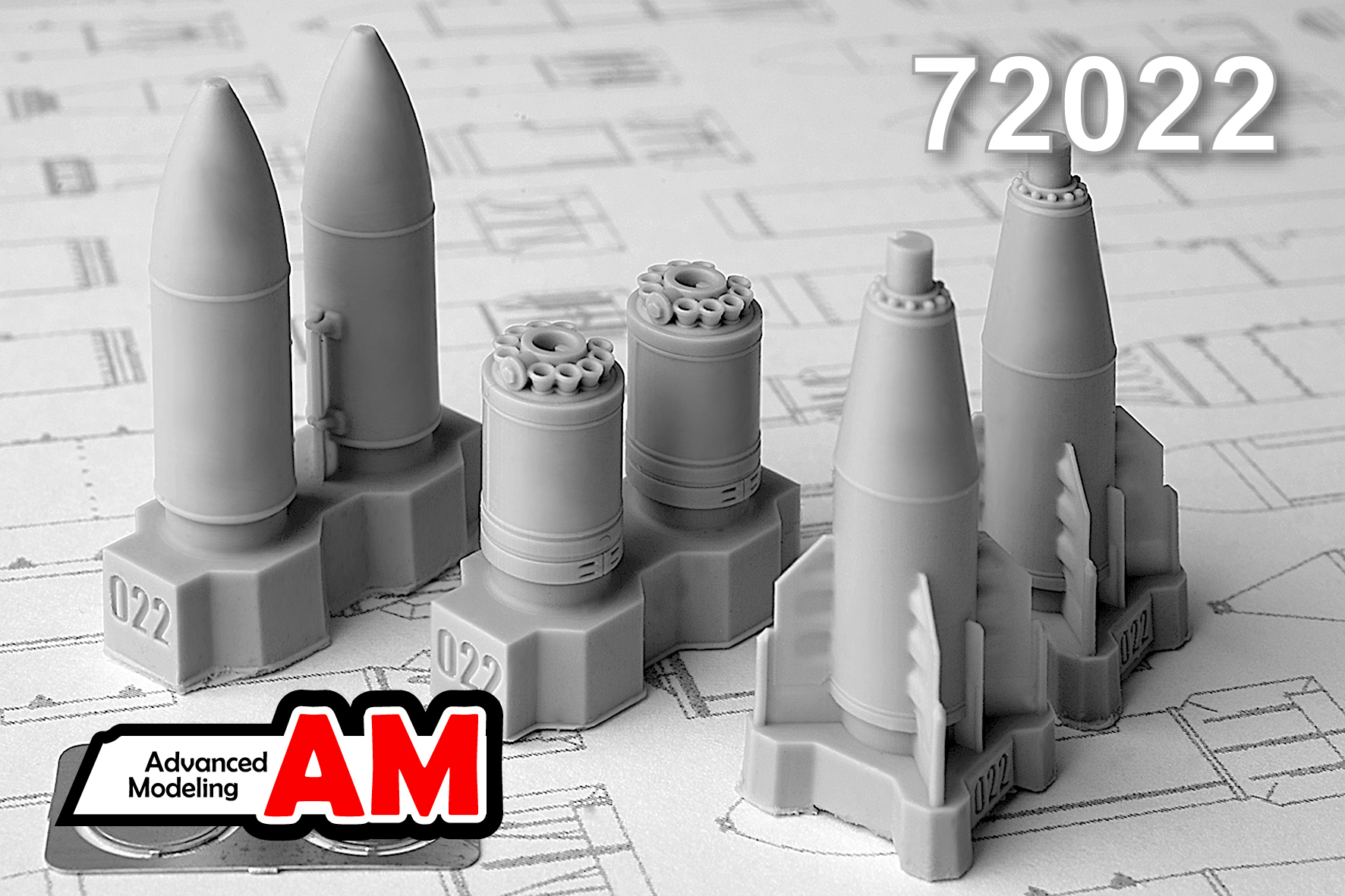 Additions (3D resin printing) 1/72 Soviet/Russian BETAB-500SHP 500kg Concrete Piercing Bomb (2 bombs) (Advanced Modeling) 