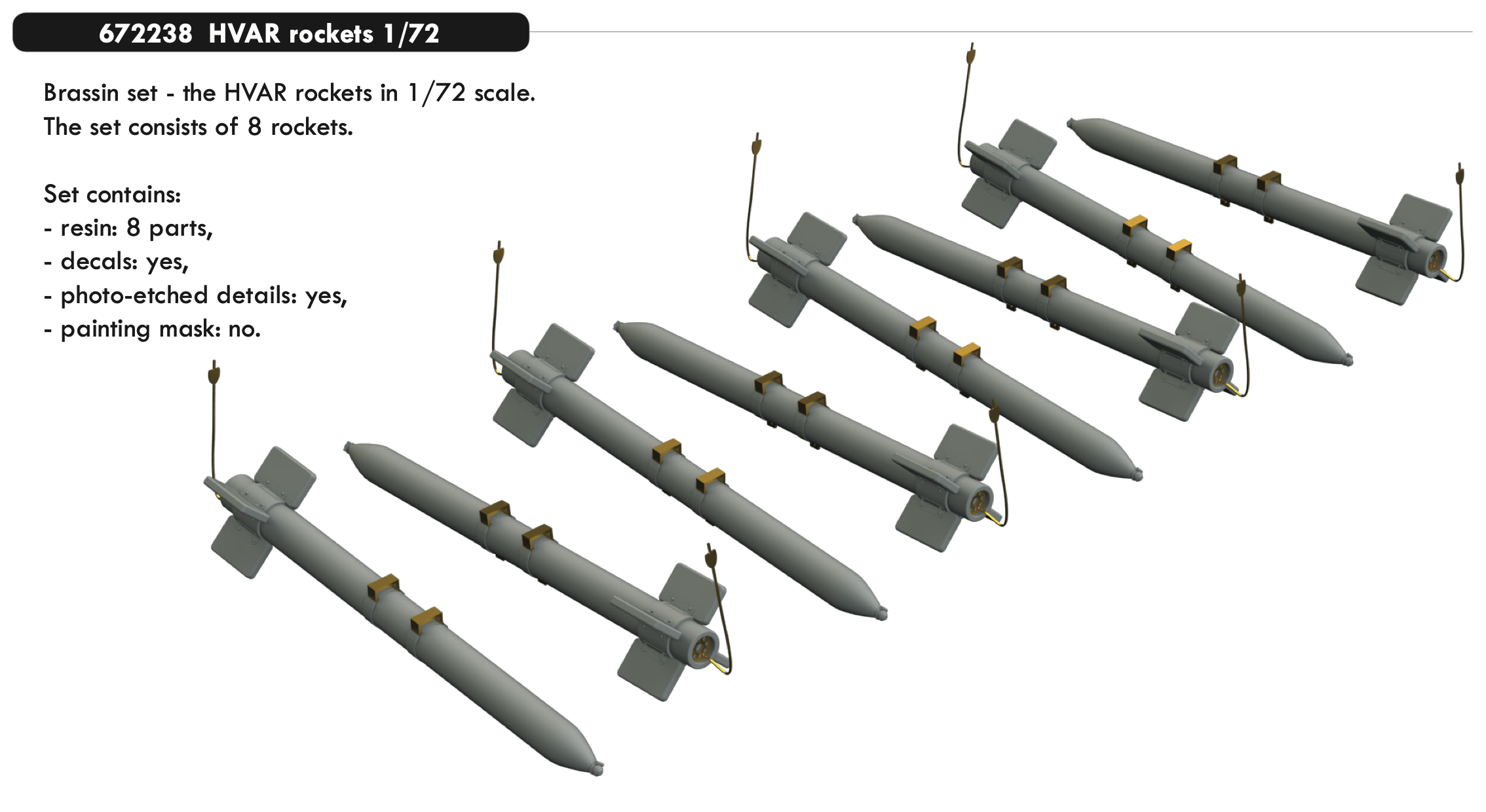 Additions (3D resin printing) 1/72 HVAR rockets x 8