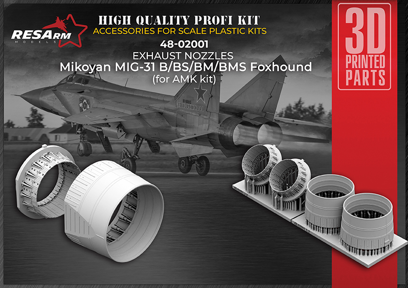 Additions (3D resin printing) 1/48 Nozzles for MiG-31 (For kit AMK) (RESarm)