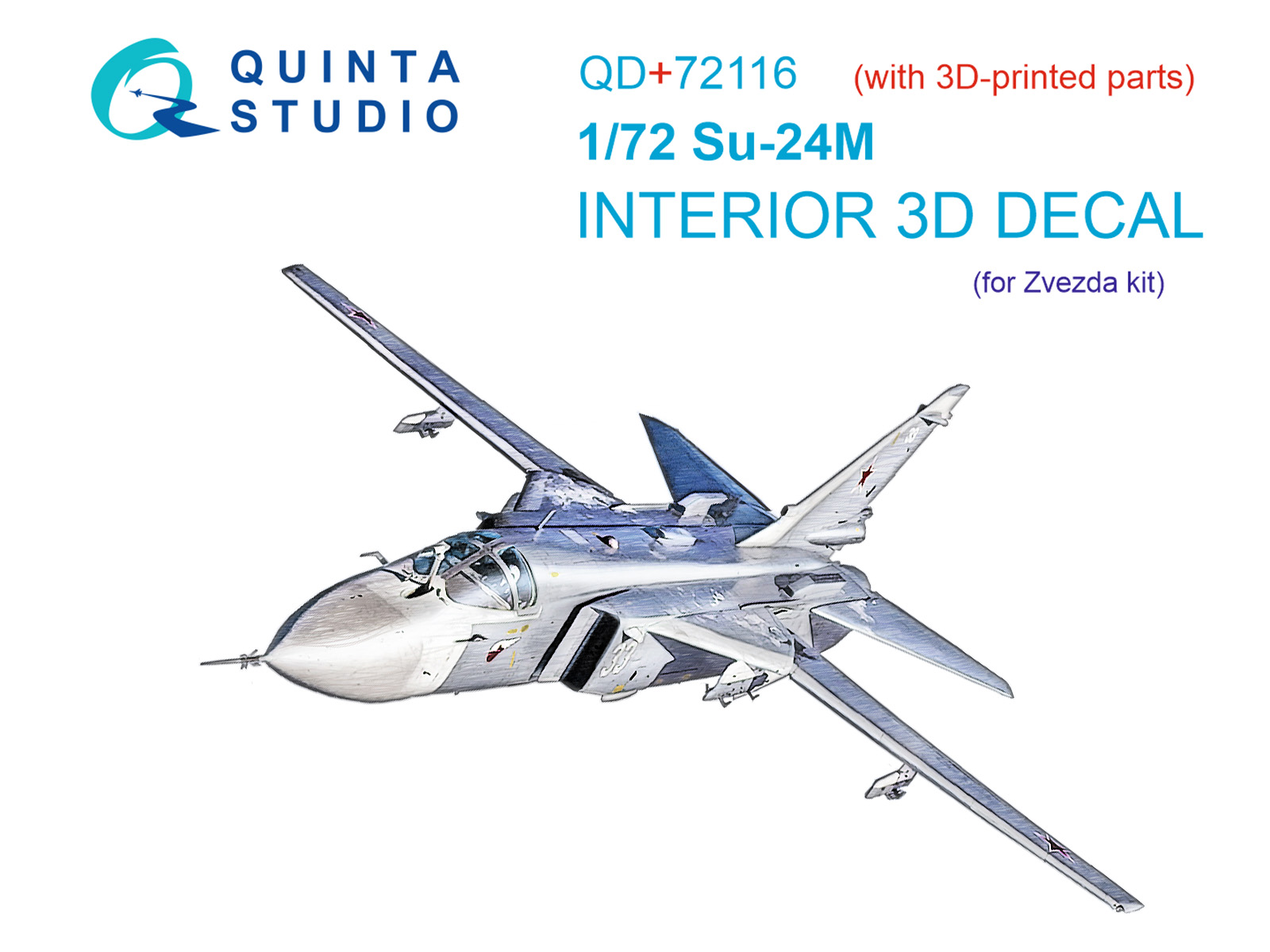 Su-24M 3D-Printed & coloured Interior on decal paper (Zvezda) (with 3D-printed resin part)