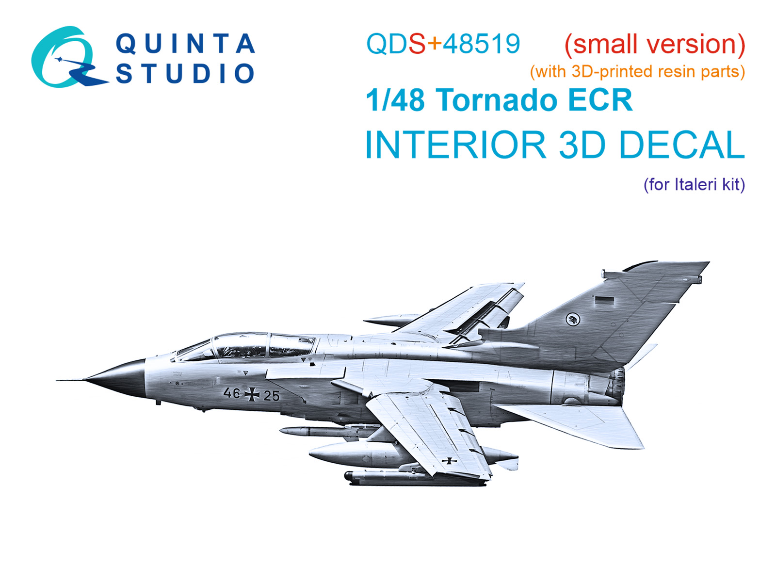 Tornado ECR 3D-Printed & coloured Interior on decal paper (Italeri) (small version) (with 3D-printed resin parts)