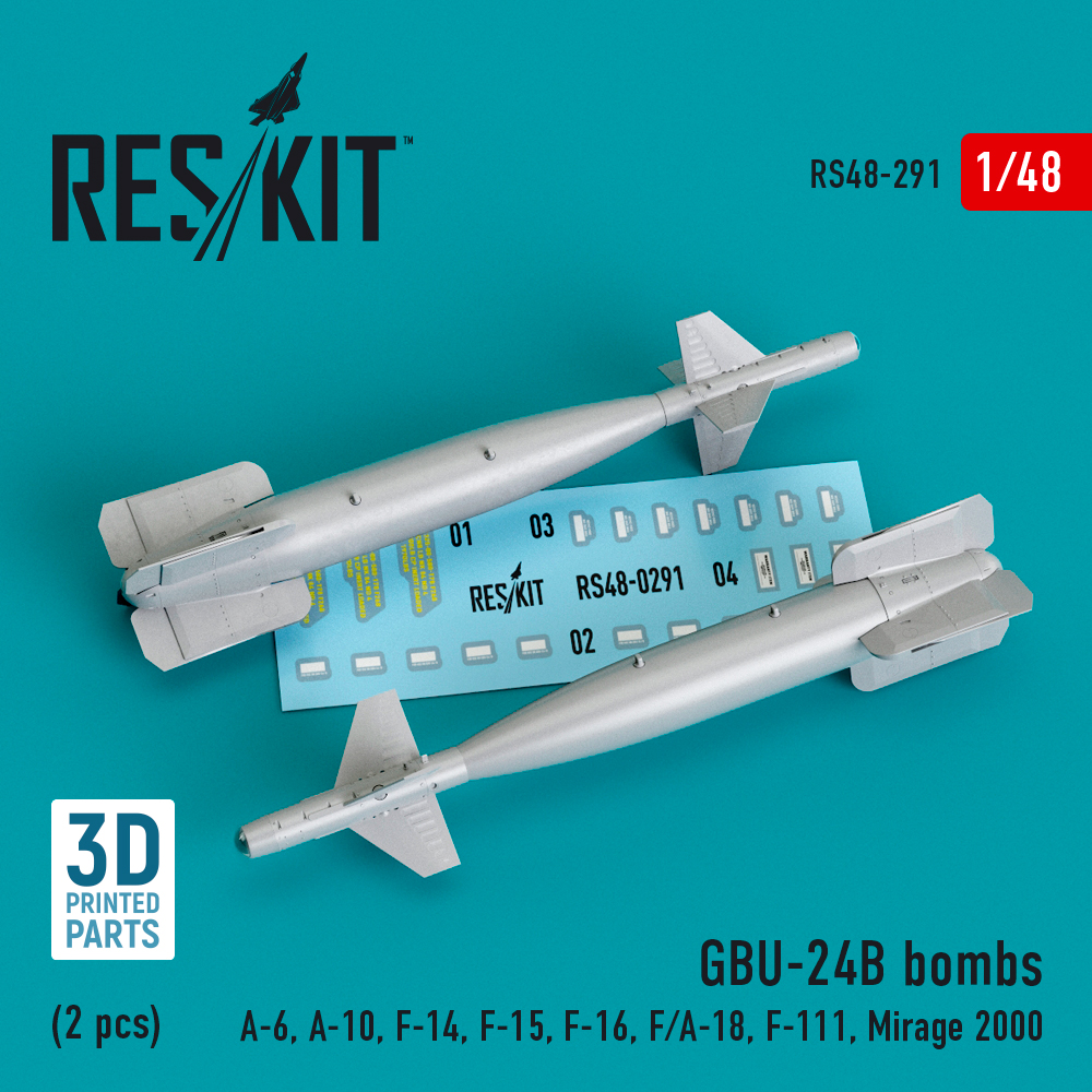 Additions (3D resin printing) 1/48 GBU-24 (B) Bomb (2 pcs) (ResKit)