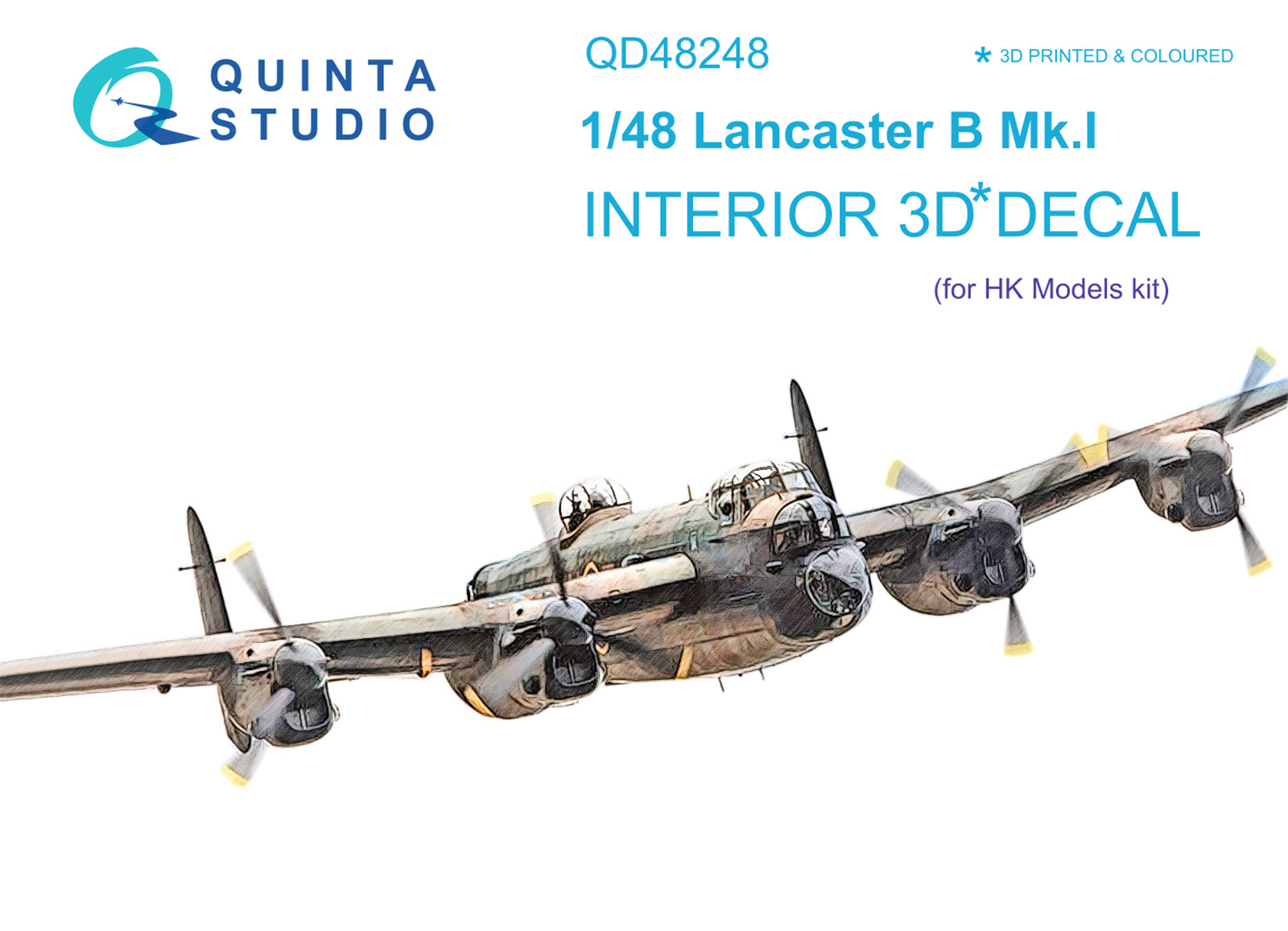 Lancaster B Mk.I 3D-Printed & coloured Interior on decal paper (HK Models)