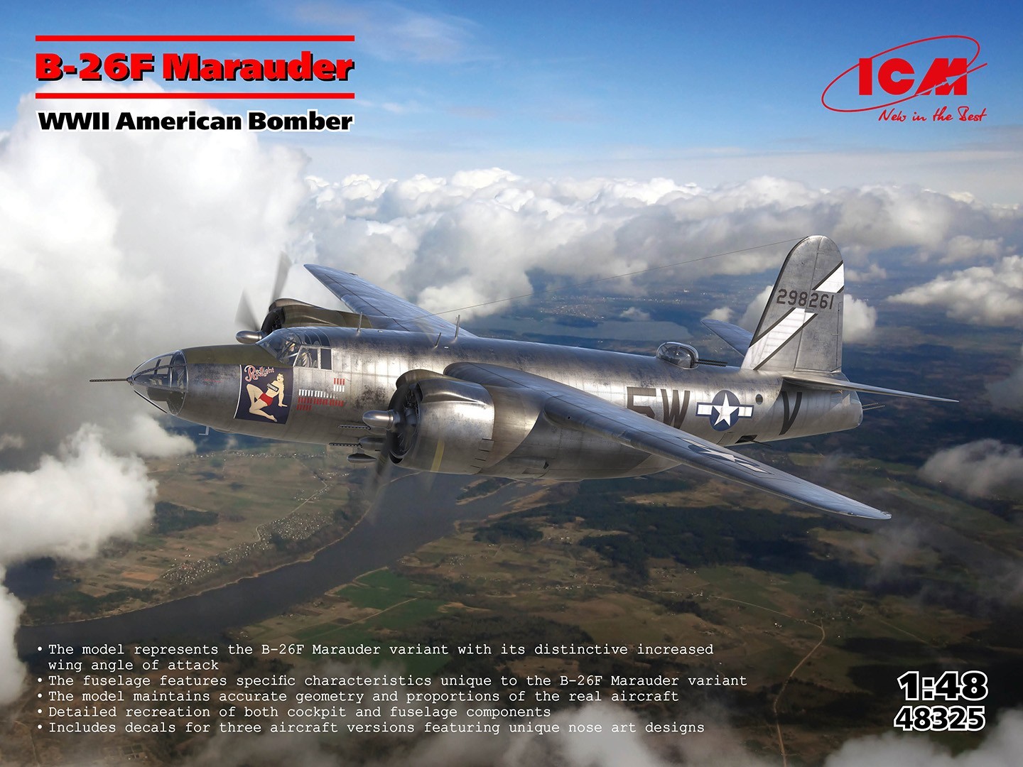 Model kit 1/48 B-26F Marauder, American WWII Bomber (ICM)