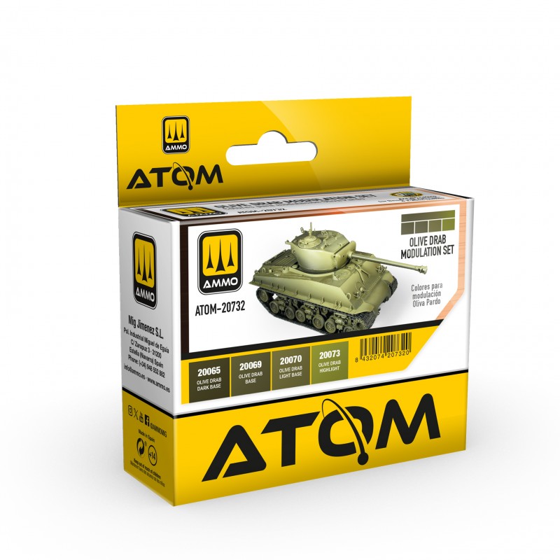 ATOM Olive Drab Modulation Set 20 ml x 4 (Ammo Mig)