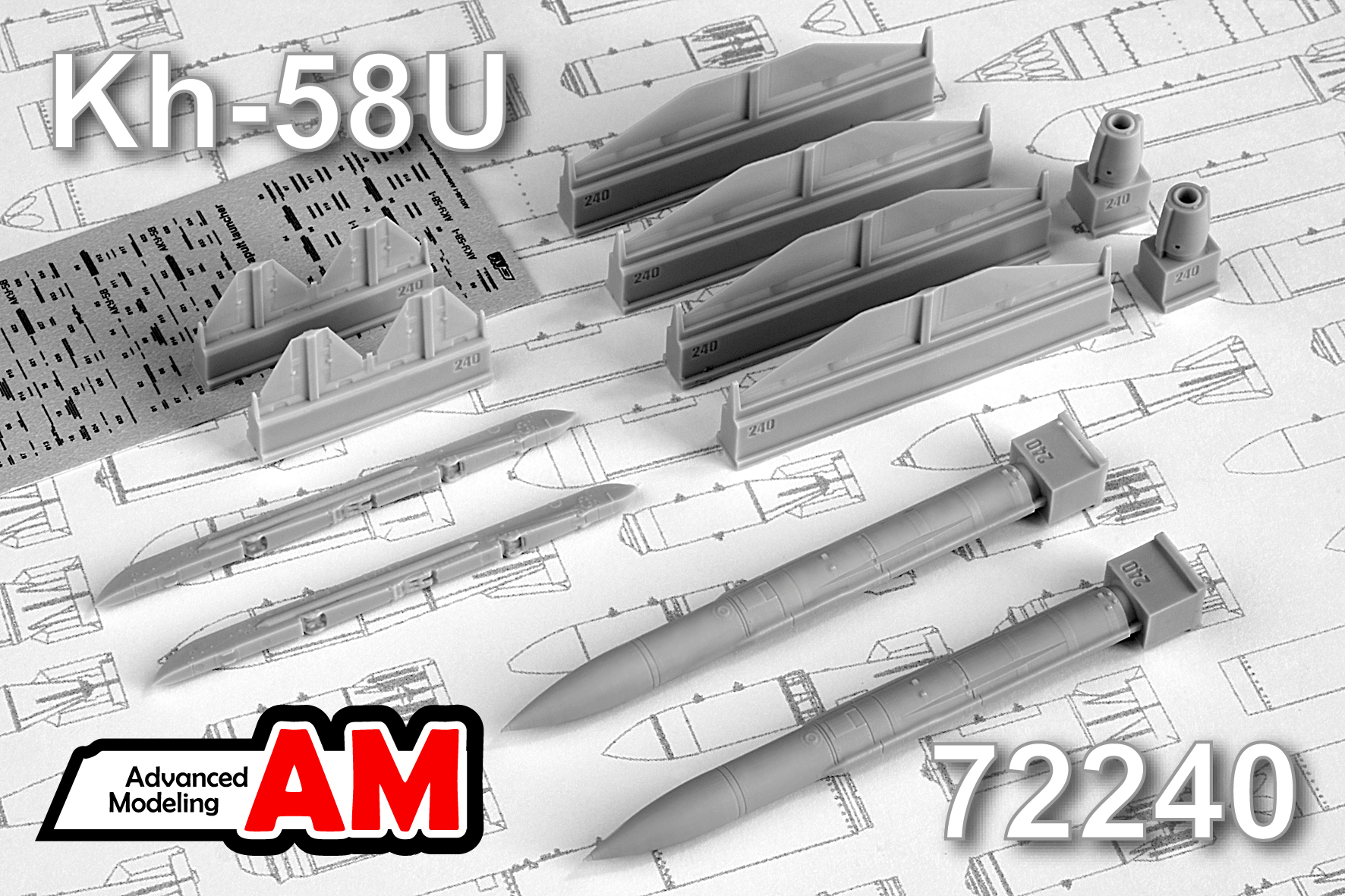 Additions (3D resin printing) 1/72 Aircraft guided missile Kh-58U with launcher AKU-58 (Advanced Modeling) 