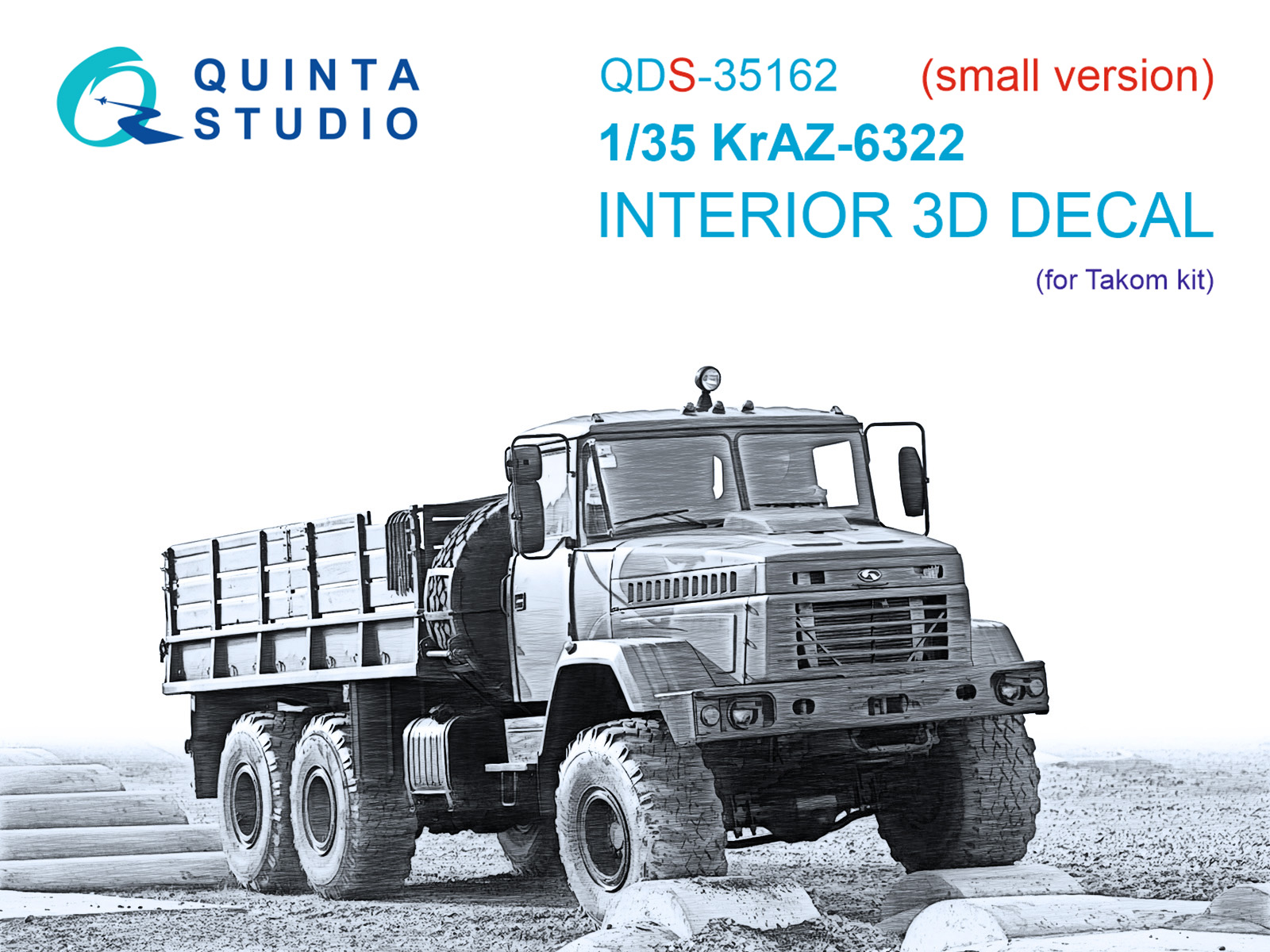 KrAZ-6322 3D-Printed & coloured Interior on decal paper (Takom) (Small version)