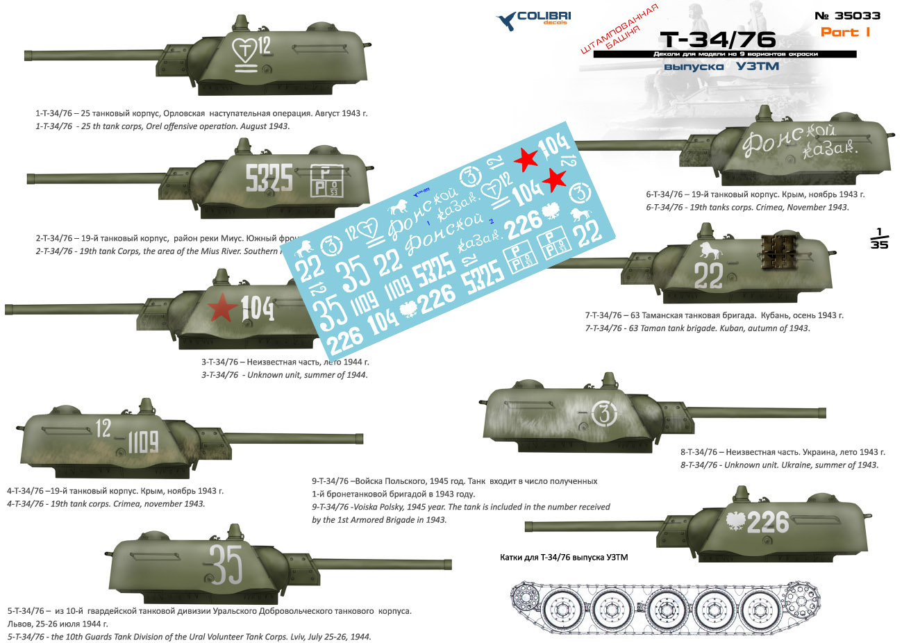 Decal 1/35 T-34-76 UZTM Part I Release (Colibri Decals)