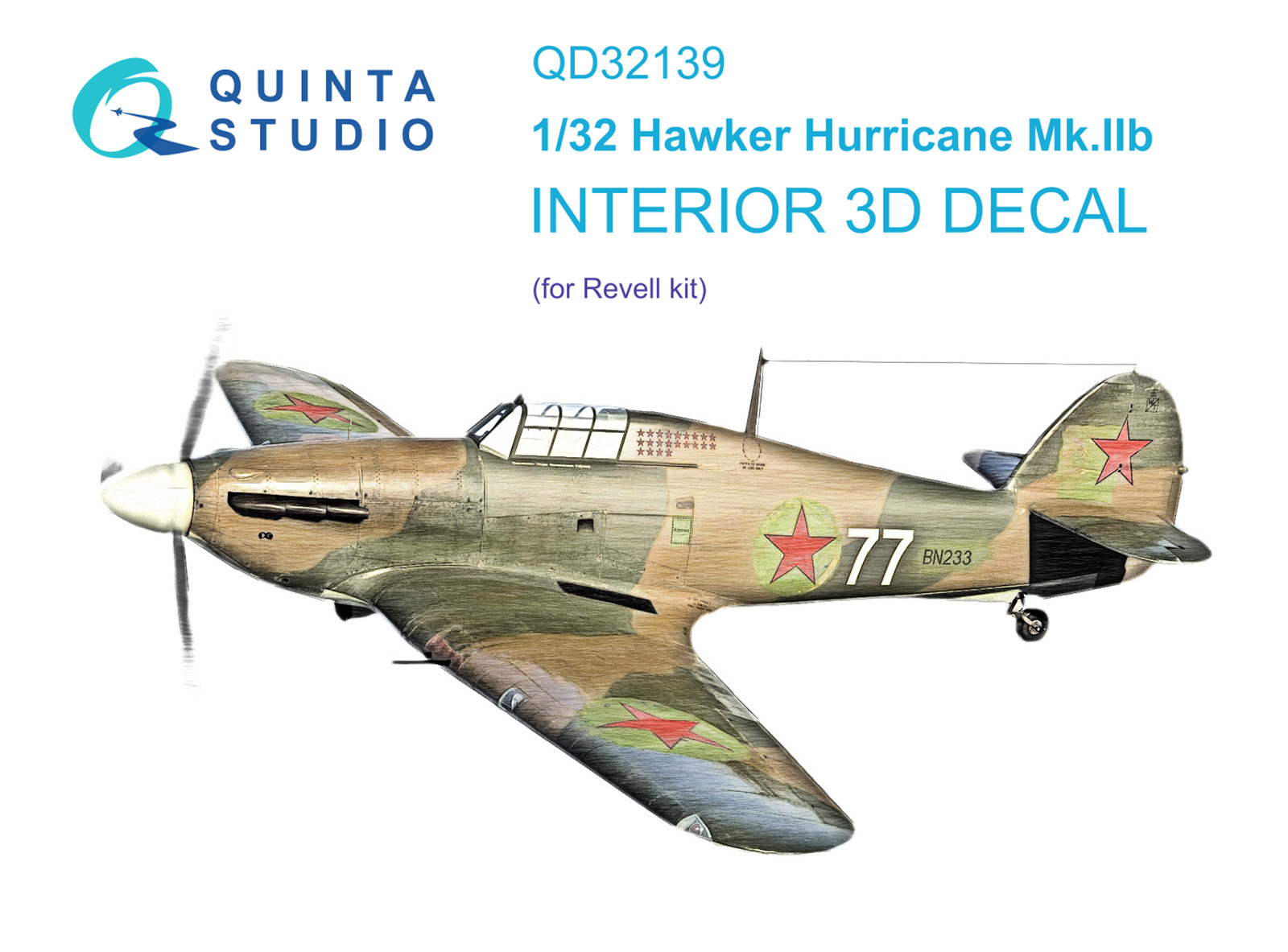 Hawker Hurricane Mk.IIb 3D-Printed & coloured Interior on decal paper (Revell)