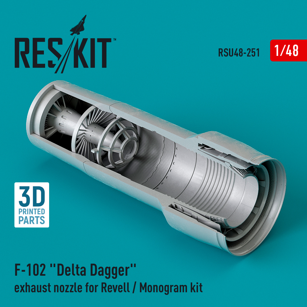 Additions (3D resin printing) 1/48 Convair F-102A Delta Dagger exhaust nozzle (ResKit)