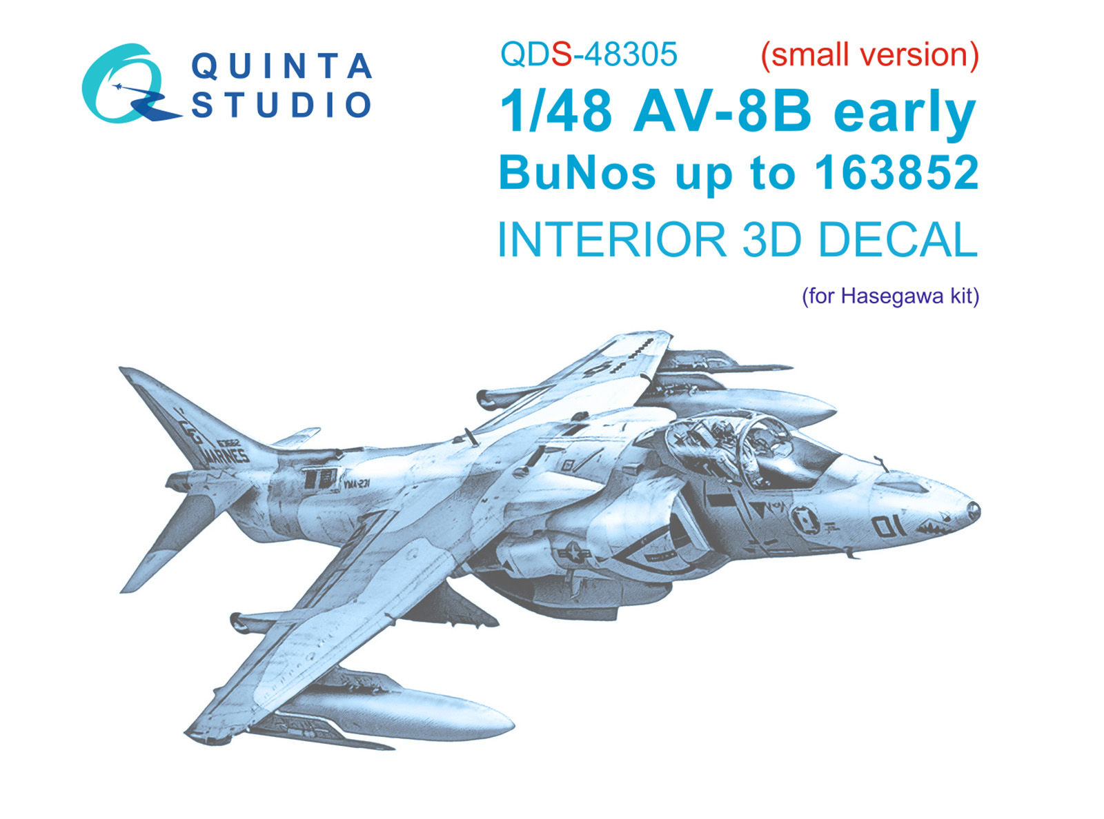 AV-8B Early 3D-Printed & coloured Interior on decal paper (Hasegawa) (Small version)
