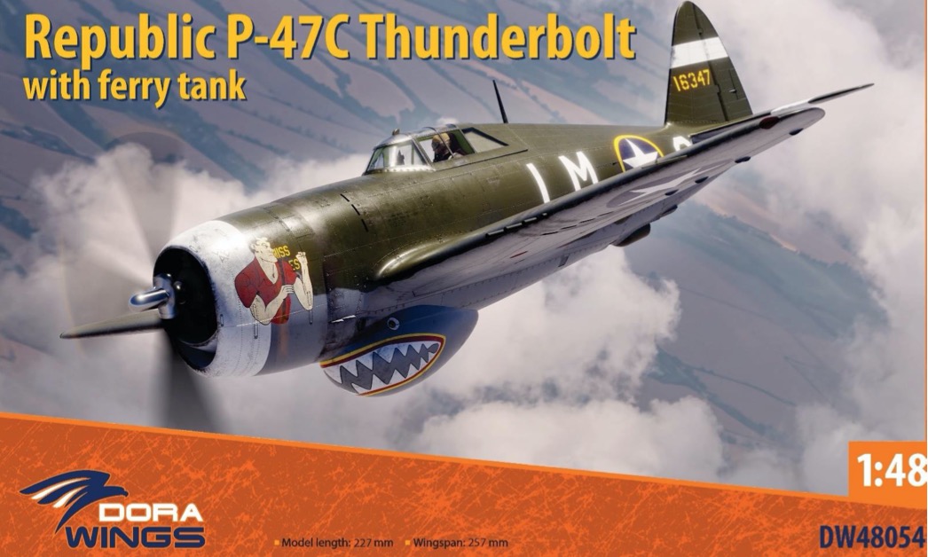 Model kit 1/48  Republic P-47C Thunderbolt with Ferry Tank with etched parts and resin weighted wheels (Clear Prop)