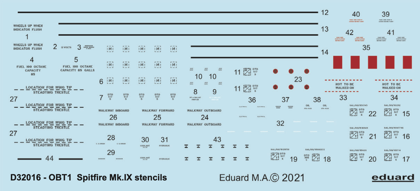 Decal 1/32 Spitfire Mk.IX stencils (TAM/REV)