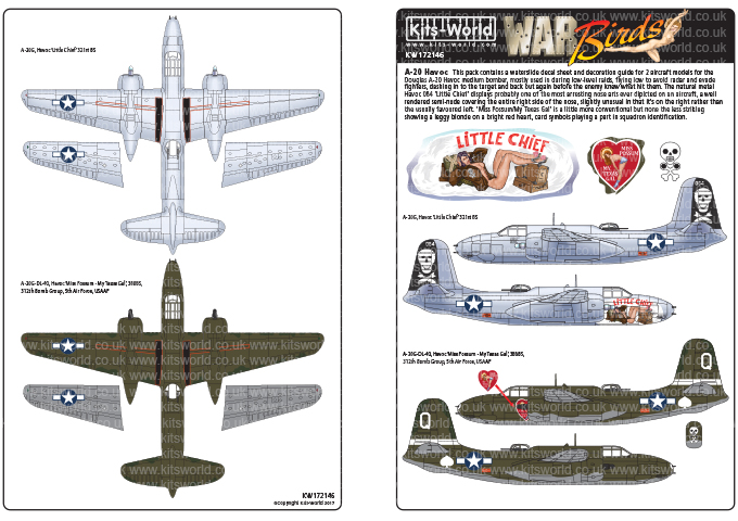 Decal 1/72 Douglas A-20 Havocs A-20G (Kits-World)