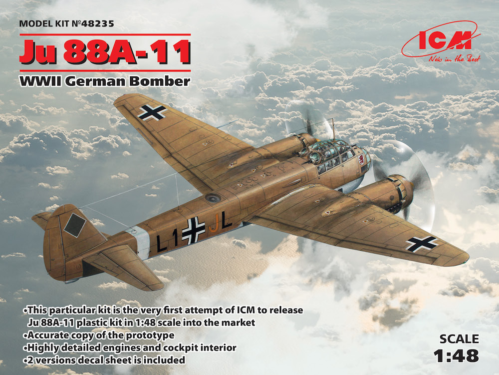 Model kit 1/48 Junkers Ju 88A-11 German WWII Bomber (ICM)