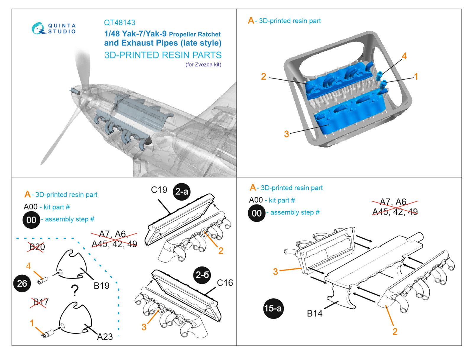 Yak-7B/Yak-9D Ratchet and late Exhaust (Zvezda)