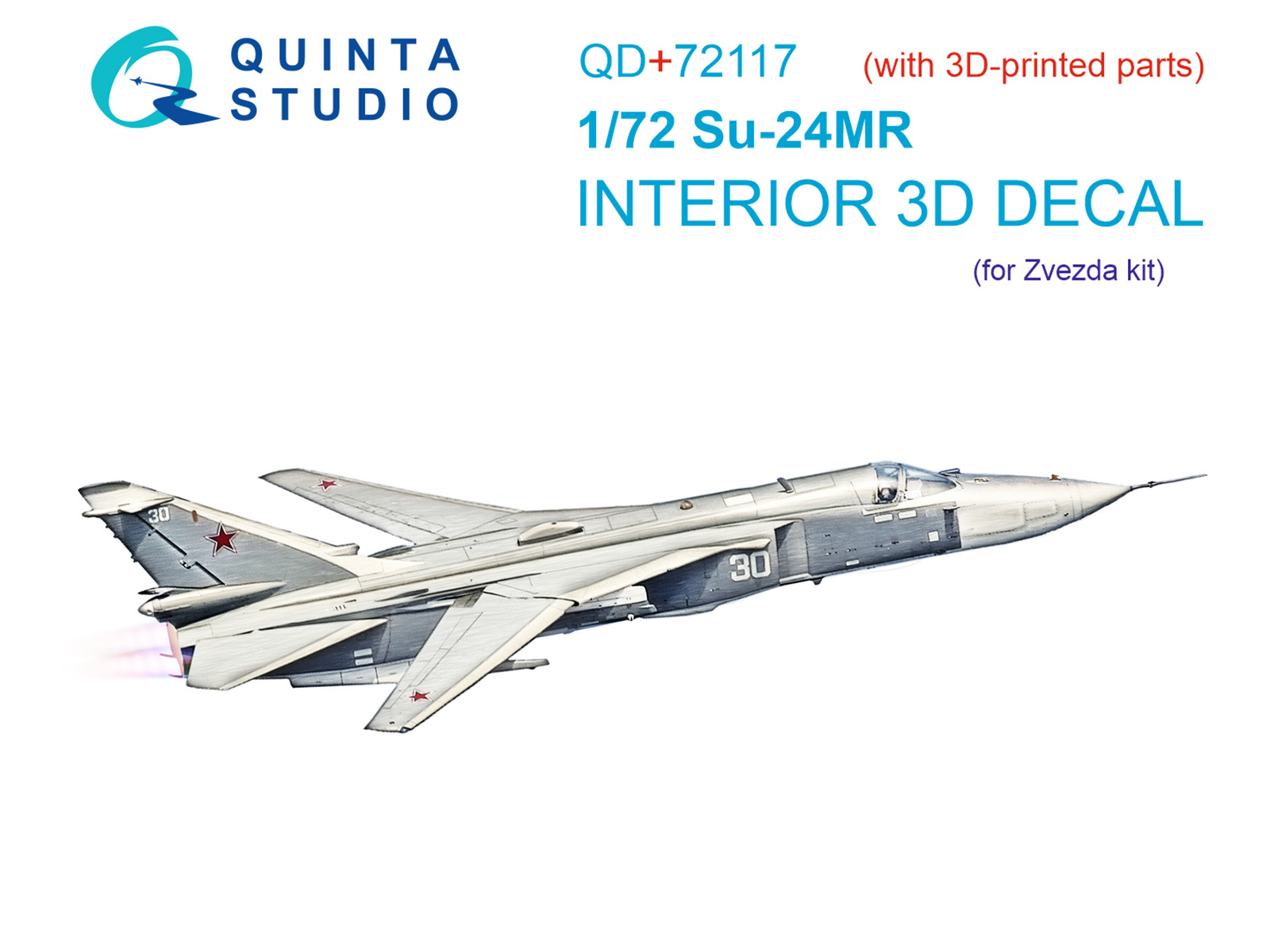 Su-24MR 3D-Printed & coloured Interior on decal paper (Zvezda) (with 3D-printed resin part)