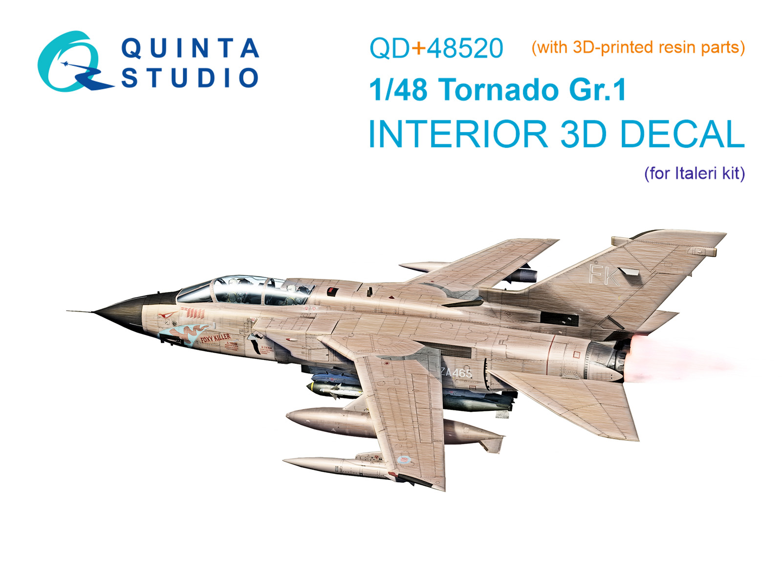 Tornado Gr.1 3D-Printed & coloured Interior on decal paper (Italeri) (with 3D-printed resin parts)