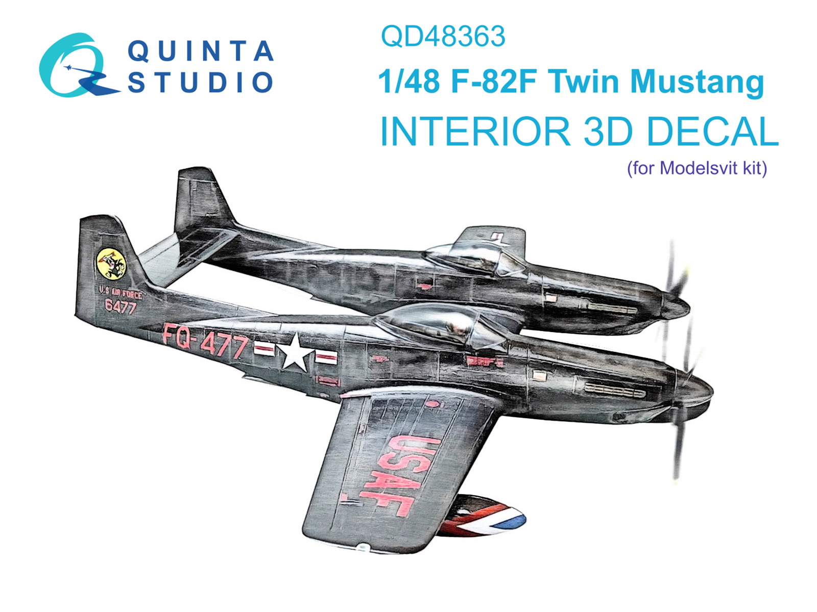 F-82F Twin Mustang 3D-Printed & coloured Interior on decal paper (Modelsvit)