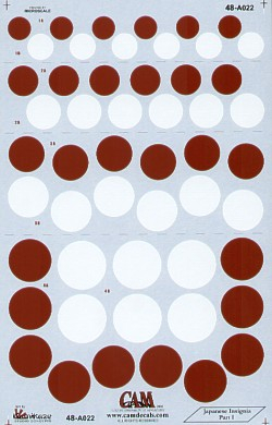 Decal 1/48 Japanese National Insignia/Hinomaru. Part 1. 4 sizes with or without white outline (CAM)