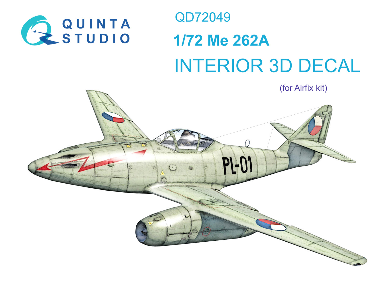 Me-262A 3D-Printed & coloured Interior on decal paper (Airfix)