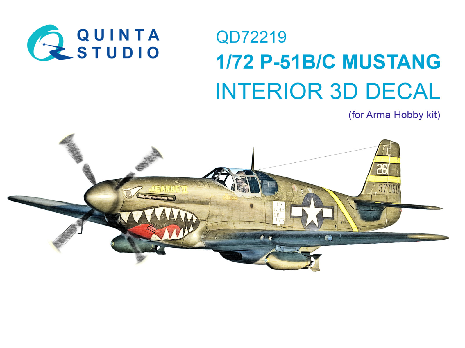 P-51B/P-51C Mustang 3D-Printed & coloured Interior on decal paper (Arma Hobby)