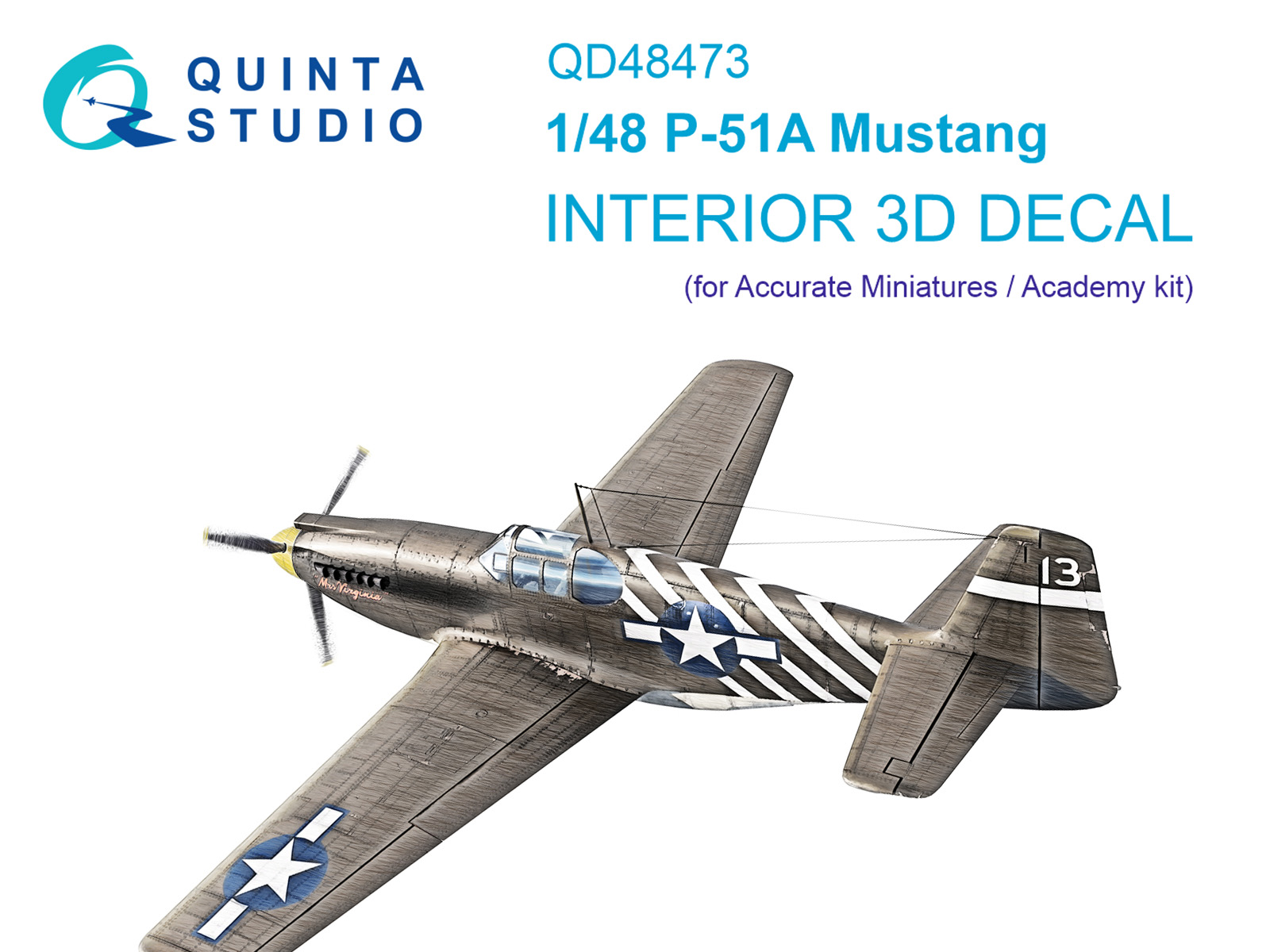 P-51A 3D-Printed & coloured Interior on decal paper (Accurate Miniatures/Academy)