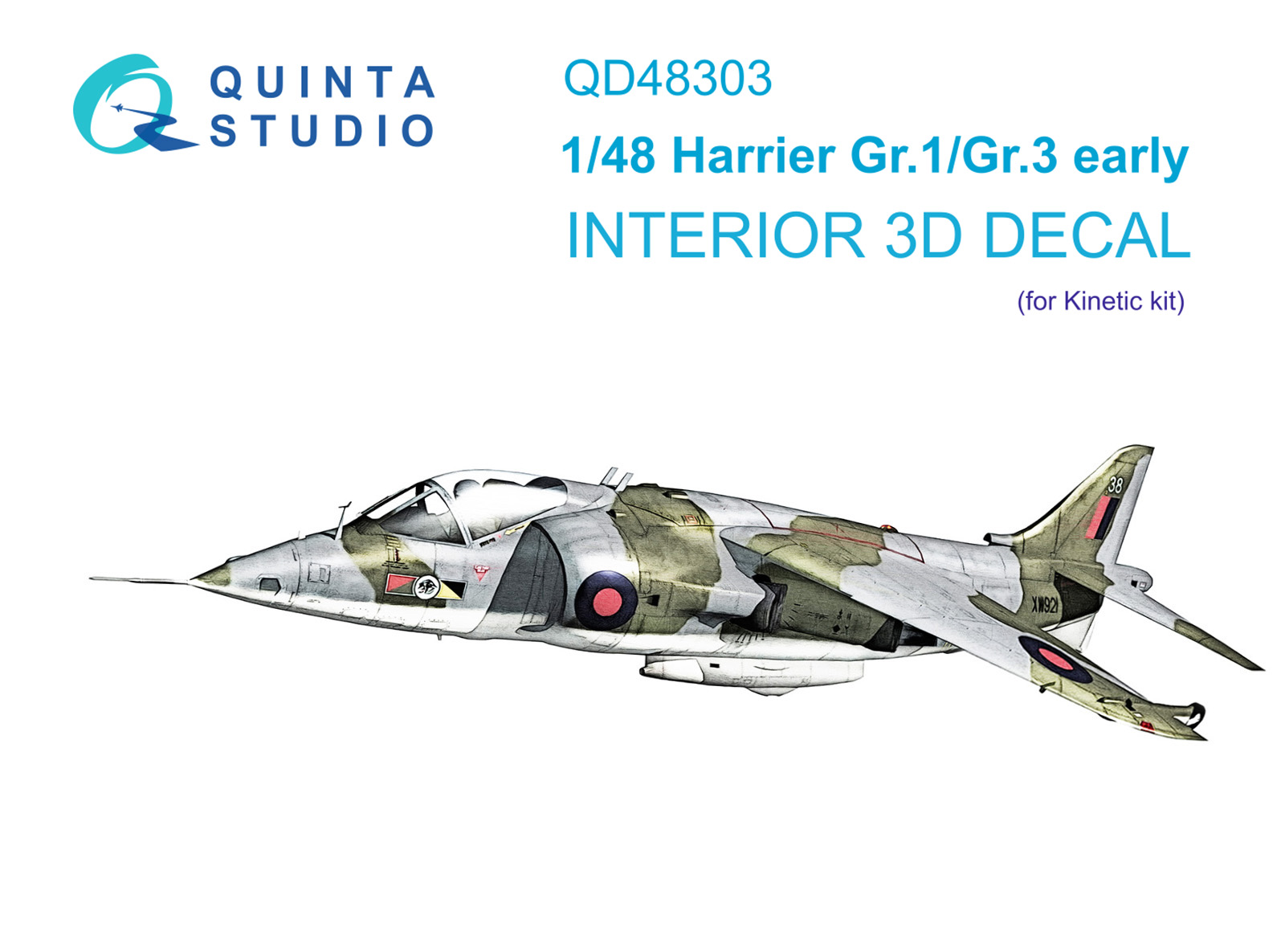 Harrier Gr.1/Gr.3 Early 3D-Printed & coloured Interior on decal paper (Kinetic)