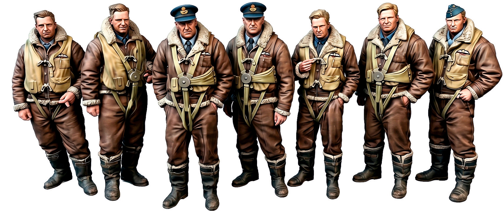 Addition (resin) 1/48 R.A.F. WWII Bomber Crew Before Flight (7 Figures) (SX-Art)