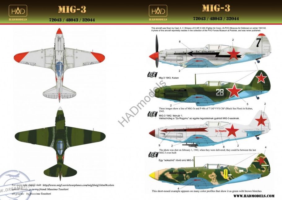 Decal 1/72 MiG-3 (4x camo) Part 2 (HAD)
