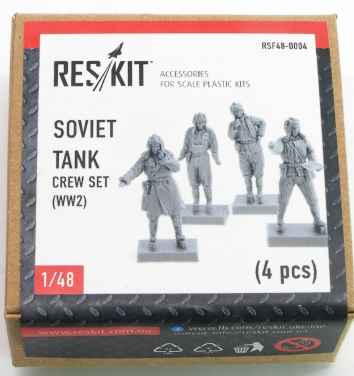 Additions (3D resin printing) 1/48 Soviet tank crew set x 4 standing figures (WWII) (ResKit)