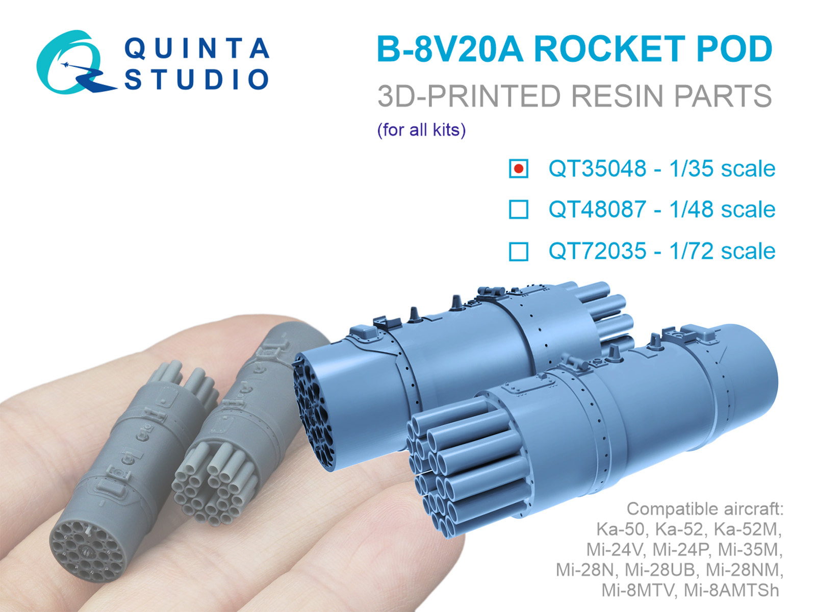 B-8V20A Rocket Pods for Ka-52, Mi-8, Mi-24/35, Mi-28, 2pcs (for all kits)