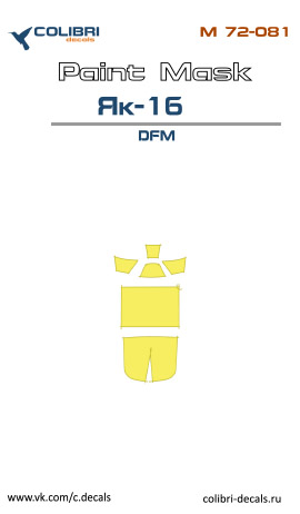 Paint Mask 1/72 Yak-1b cockpit glazing DFM (Colibri Decals)