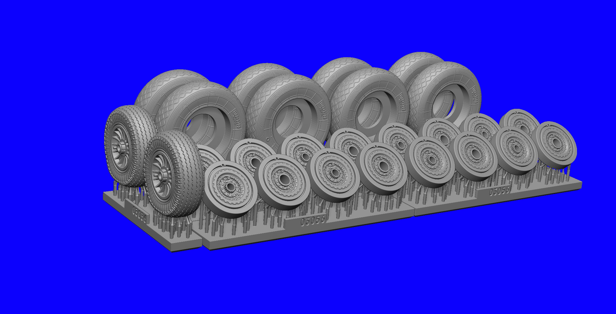 Additions (3D resin printing) 1/48 TU-16 Wheels under load (RESArm)
