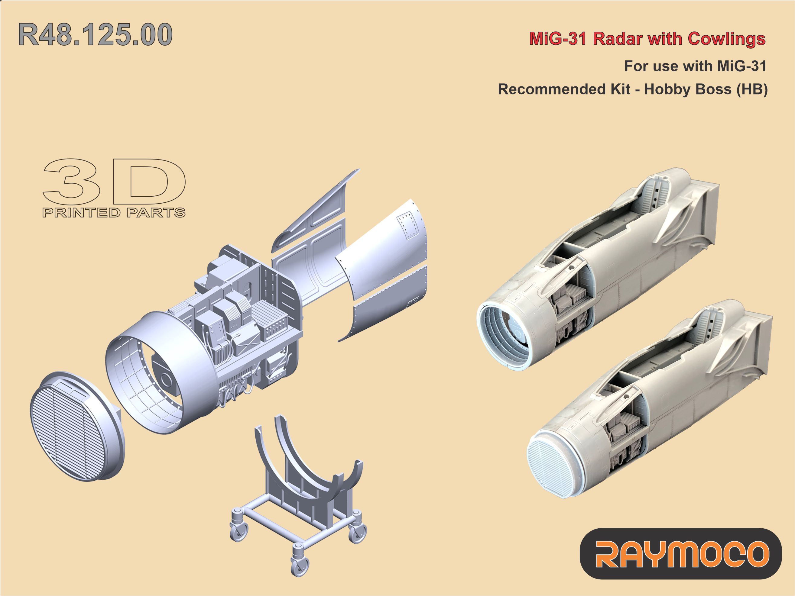 Additions (3D resin printing) 1/48 MiG-31 Radar (HB) (Raymoco)