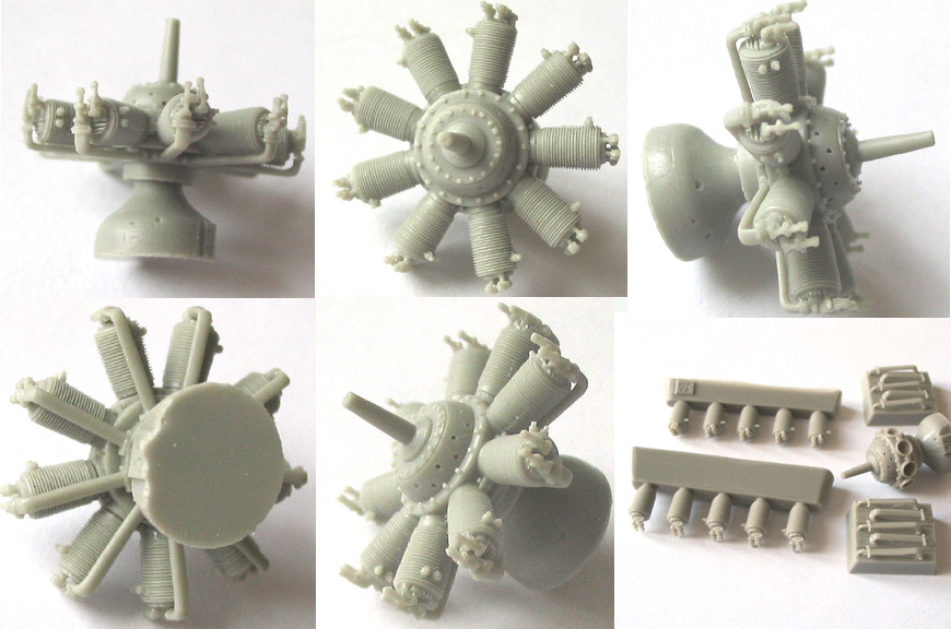 Additions (3D resin printing) 1/48 Clerget 9 Engine (Vector)