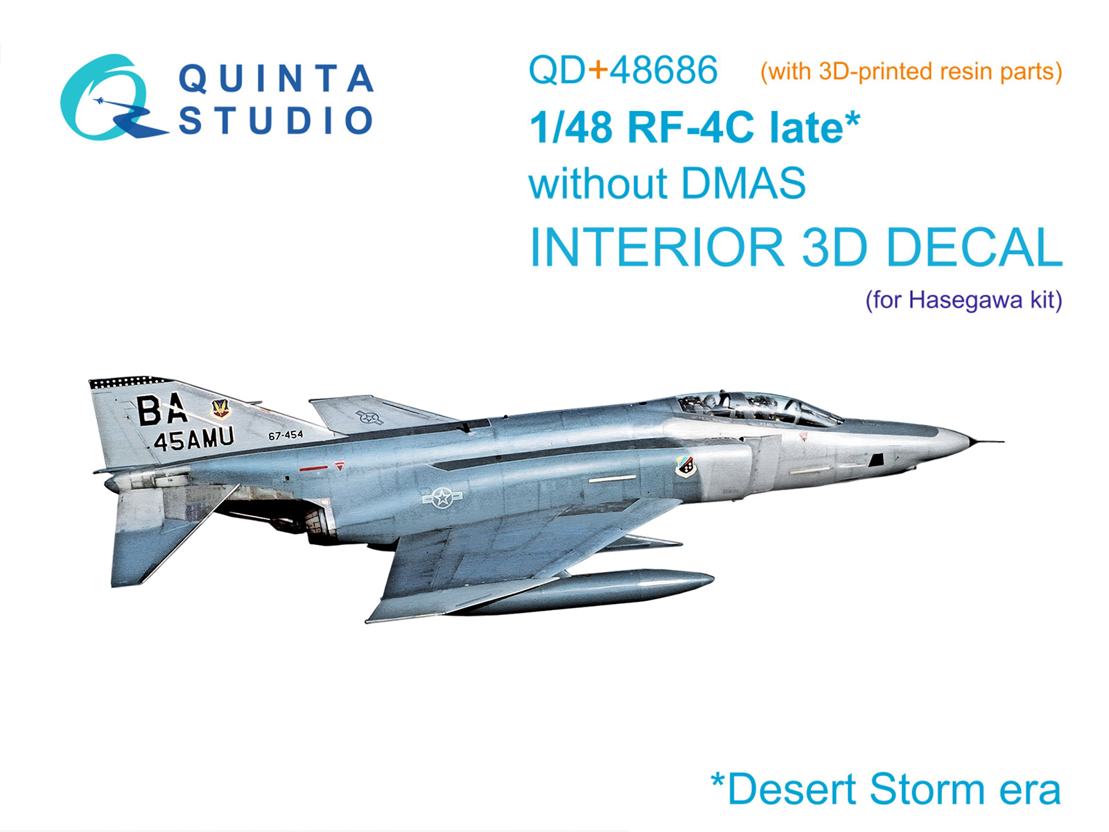 RF-4C Phantom II (late without DMAS) 3D-Printed & coloured Interior on decal paper (Hasegawa) (with 3D-printed resin parts)