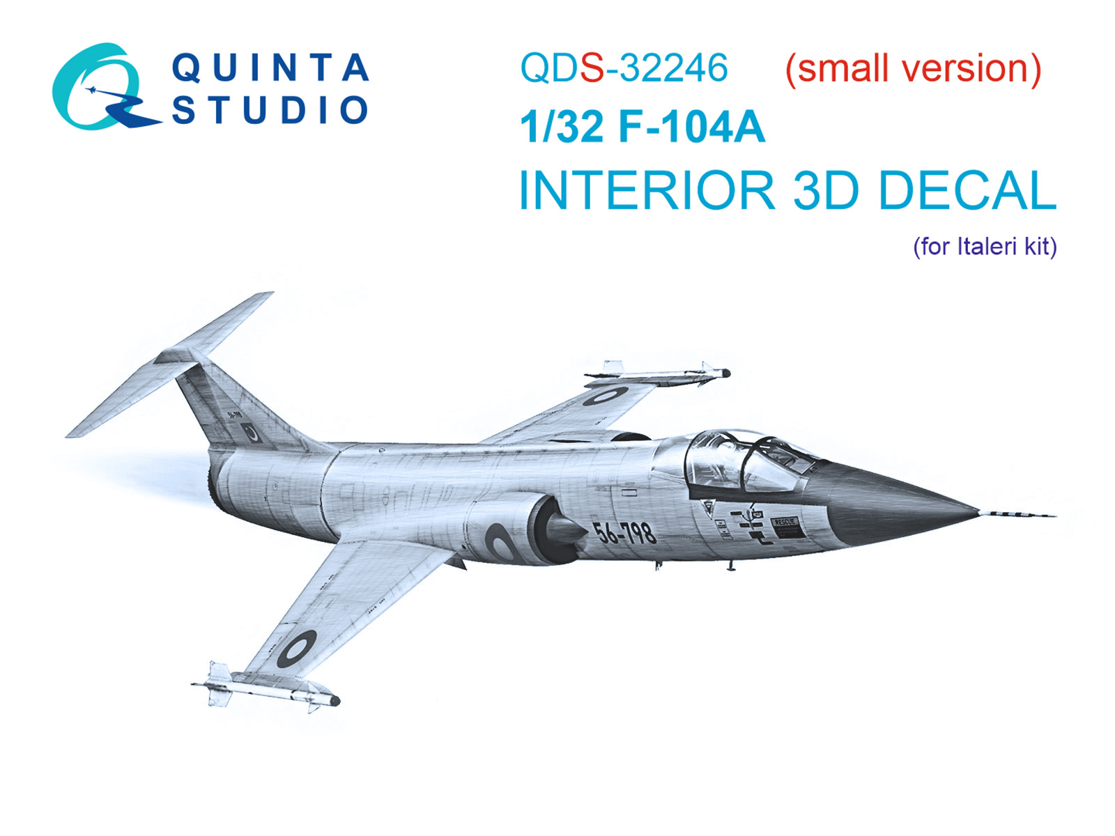 F-104A 3D-Printed & coloured Interior on decal paper (Italeri) (Small version)