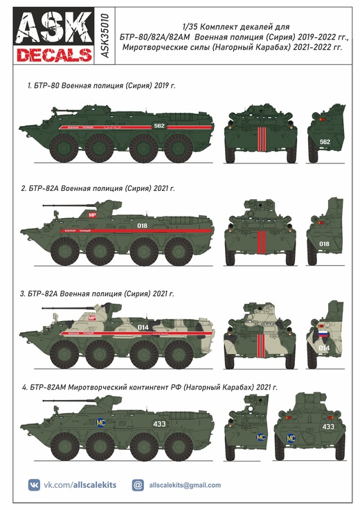 Decal 1/35 BTR-80/82 Military Police (Syria)/ Peacekeeping Forces (Nagorno-Karabakh) (ASK)