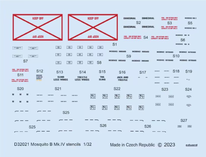 Decal 1/32 Mosquito B Mk.IV stencils (HKM)