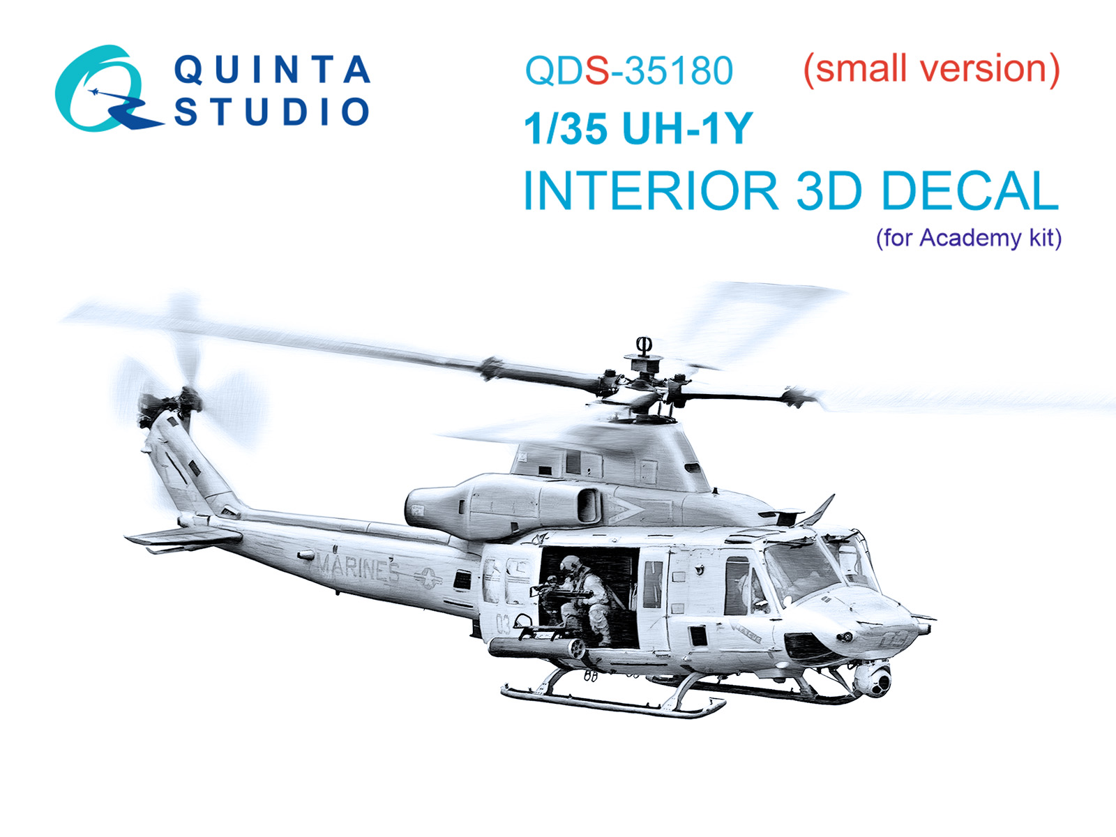 UH-1Y 3D-Printed & coloured Interior on decal paper (Academy) (Small version)