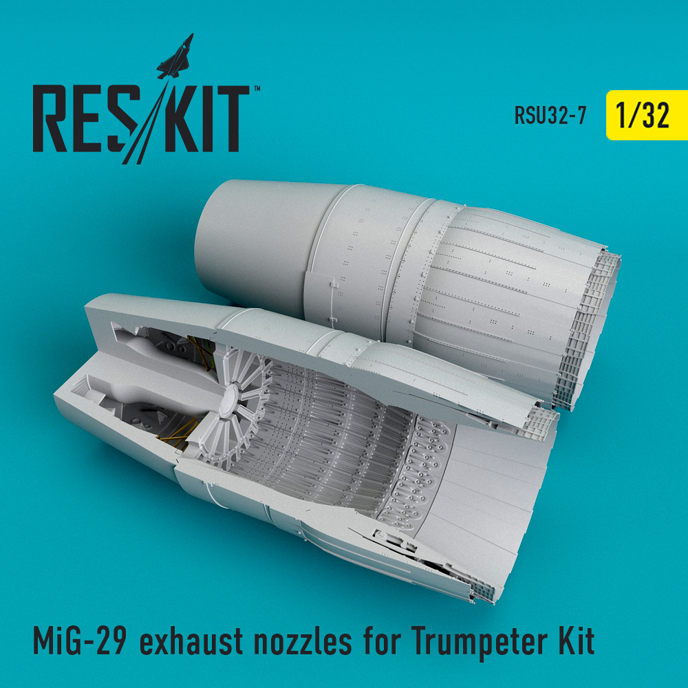 Additions (3D resin printing) 1/32 Mikoyan MiG-29 exhaust nozzles (designed to be used with Trumpeter kits)