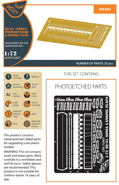 Photo Etching KitMitsubishi Ki-51 'Sonia' etched landing flaps (designed to be used with Clear Prop Models kits)