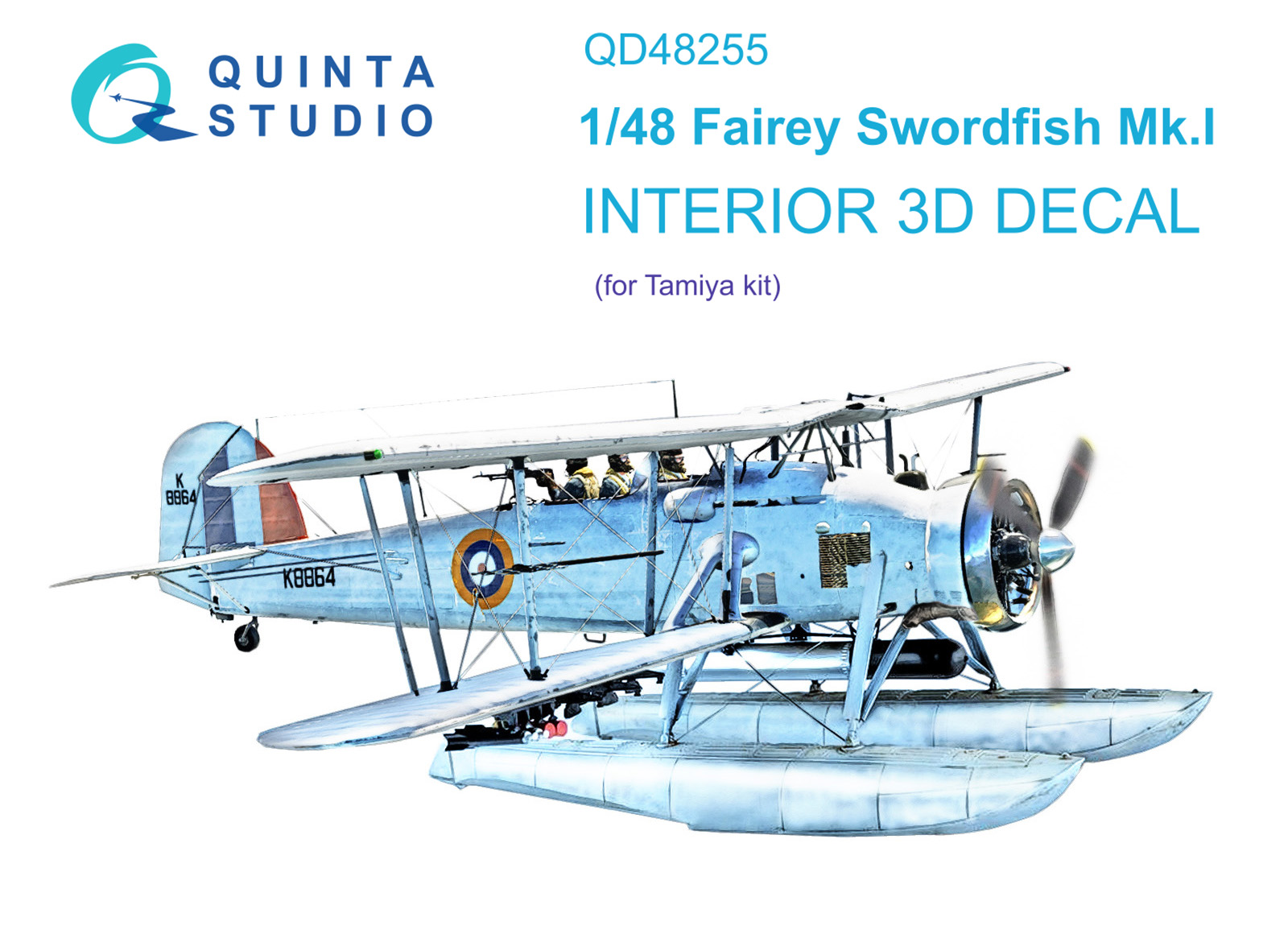 Swordfish Mk.I 3D-Printed & coloured Interior on decal paper (Tamiya)