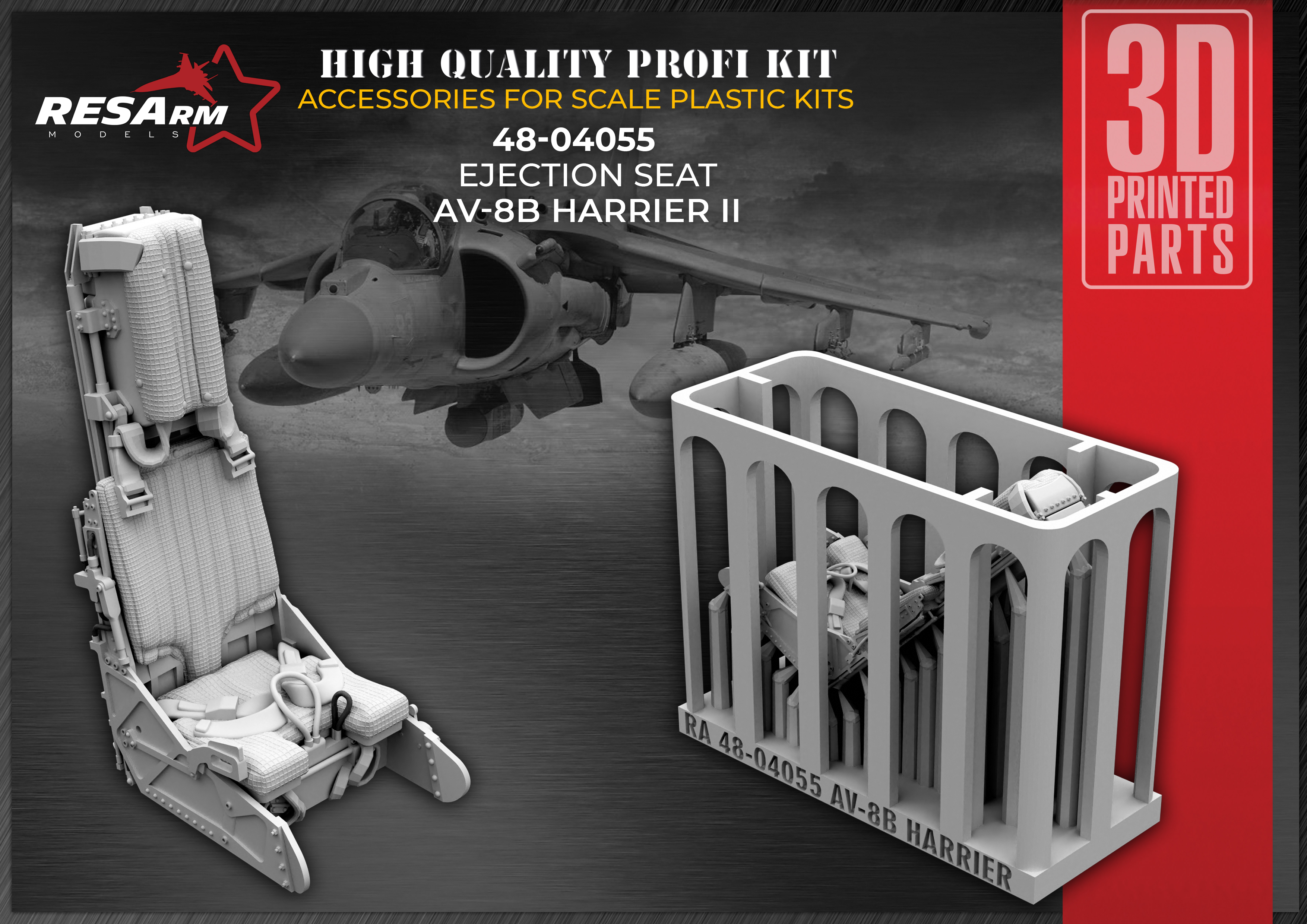 Additions (3D resin printing) 1/48 AV-88 Harrier catapult seat (RESArm)
