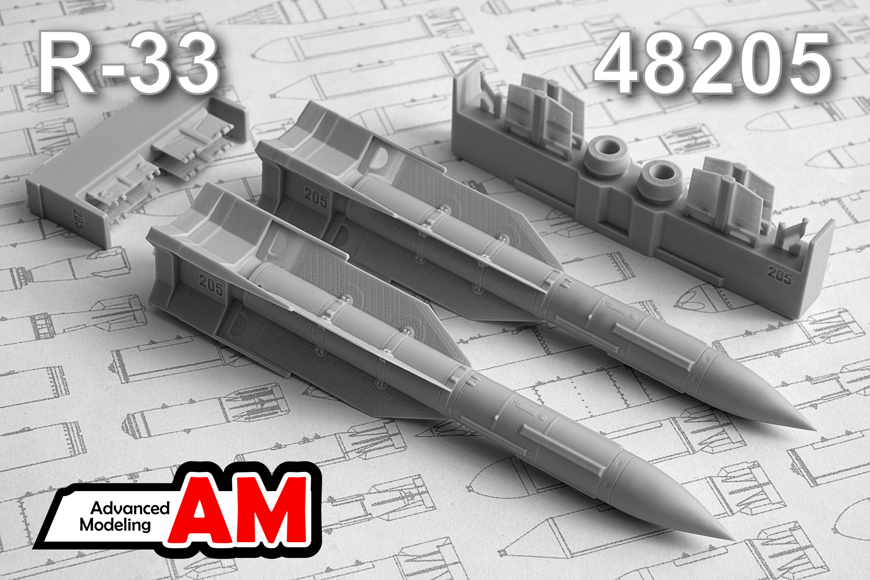 Additions (3D resin printing) 1/48 R-33 Air to Air missile (Advanced Modeling) 