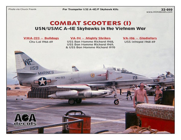 Decal 1/32 Description:Combat Scooters (1) - USN/USMC Douglas A-4E Skyhawks in the Vietnam War. This Part 1 (AOA Decals)