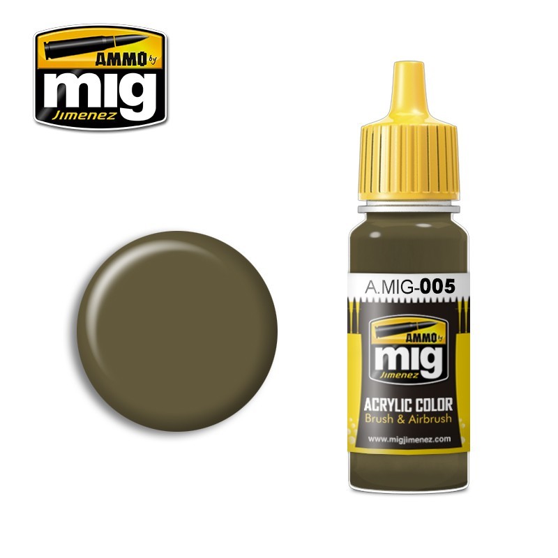Acrylic paint RAL 7008 GRAUGRUN (Ammo Mig) (17ml)