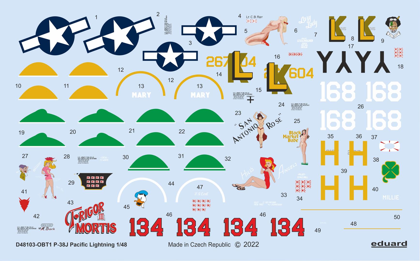Decal 1/48 P-38J Pacific Lightning (TAM)
