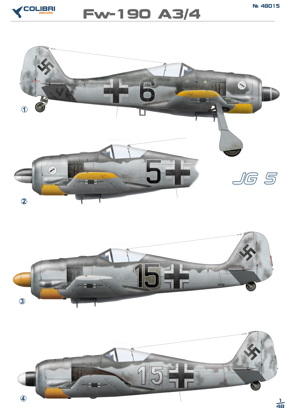 Decal 1/48 Fw-190 A3 JG 5 (Colibri Decals)